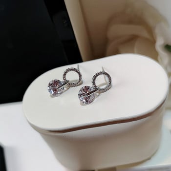 Huitan Korean Partysu Style Brilliant Cubic Zirconia Women Drop σκουλαρίκια 4 χρωμάτων Απλό κομψό θηλυκό λεπτό κοσμήματα σκουλαρίκι