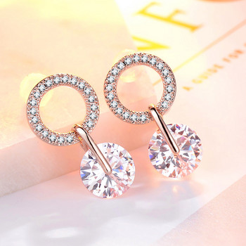 Huitan Korean Partysu Style Brilliant Cubic Zirconia Women Drop σκουλαρίκια 4 χρωμάτων Απλό κομψό θηλυκό λεπτό κοσμήματα σκουλαρίκι