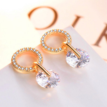 Huitan Korean Partysu Style Brilliant Cubic Zirconia Women Drop σκουλαρίκια 4 χρωμάτων Απλό κομψό θηλυκό λεπτό κοσμήματα σκουλαρίκι