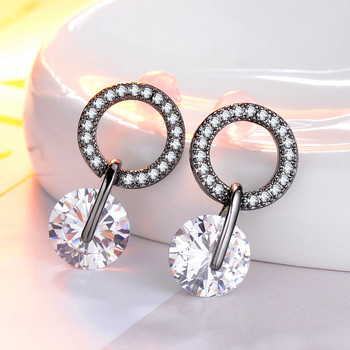 Huitan Korean Partysu Style Brilliant Cubic Zirconia Women Drop σκουλαρίκια 4 χρωμάτων Απλό κομψό θηλυκό λεπτό κοσμήματα σκουλαρίκι