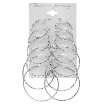 6 Pairs Punk Big Circle Hoop Σκουλαρίκια για κορίτσια Steampunk Ear Clip Πανκ Σκουλαρίκι Δαχτυλίδι στο αυτί Δώρο γαμήλιου κοσμήματος