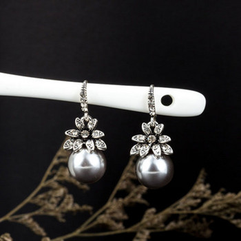 Модни обеци с имитация на перли, инкрустирани кристали, изискани очарователни сватбени бижута за жени, три цвята по избор2019