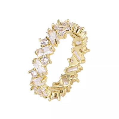 Luxus női fehér kristály kőgyűrű szabálytalan cirkónia jegygyűrűk nőknek Divatos geometrikus cirkon eljegyzési gyűrű