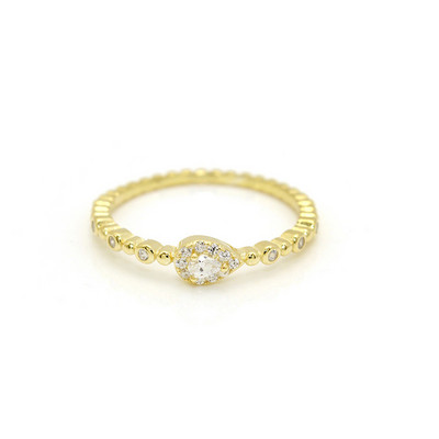 Inele elegante și delicate la modă pentru femei Inel romantic pentru femei, zirconiu strălucitor, de culoare aurie, accesorii pentru inele subțiri, bijuterii KCR088
