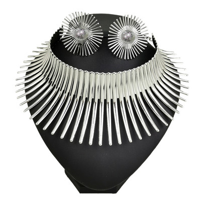 MANILAI Seturi de bijuterii africane pentru femei, de culoare aurie, set de coliere indiene cu cercei, bijuterii, cupluri din metal, choker punk