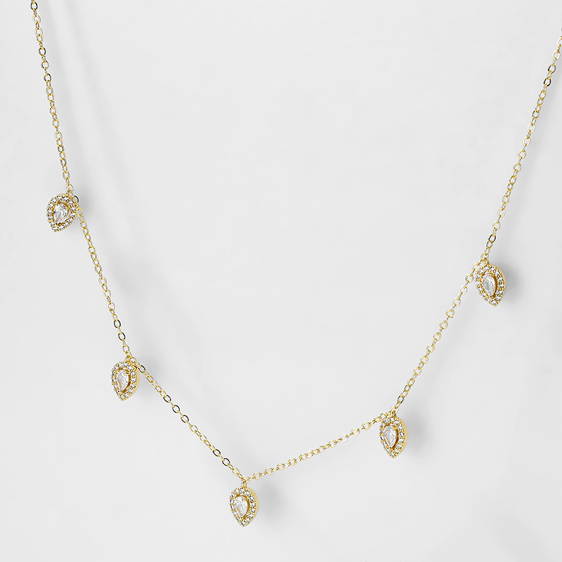 ZAKOL Fashion Picătură de apă Cubic Zirconia Choker Seturi de bijuterii pentru femei Cercei cu știfturi de culoare aurie Colieri Stil de petrecere SP3313