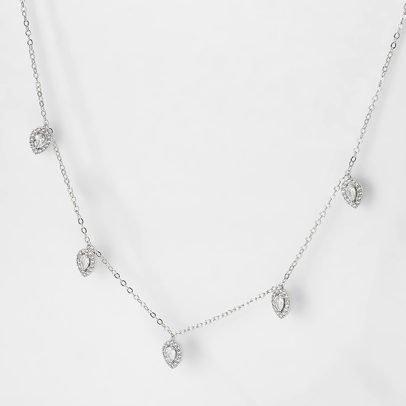ZAKOL Fashion Picătură de apă Cubic Zirconia Choker Seturi de bijuterii pentru femei Cercei cu știfturi de culoare aurie Colieri Stil de petrecere SP3313