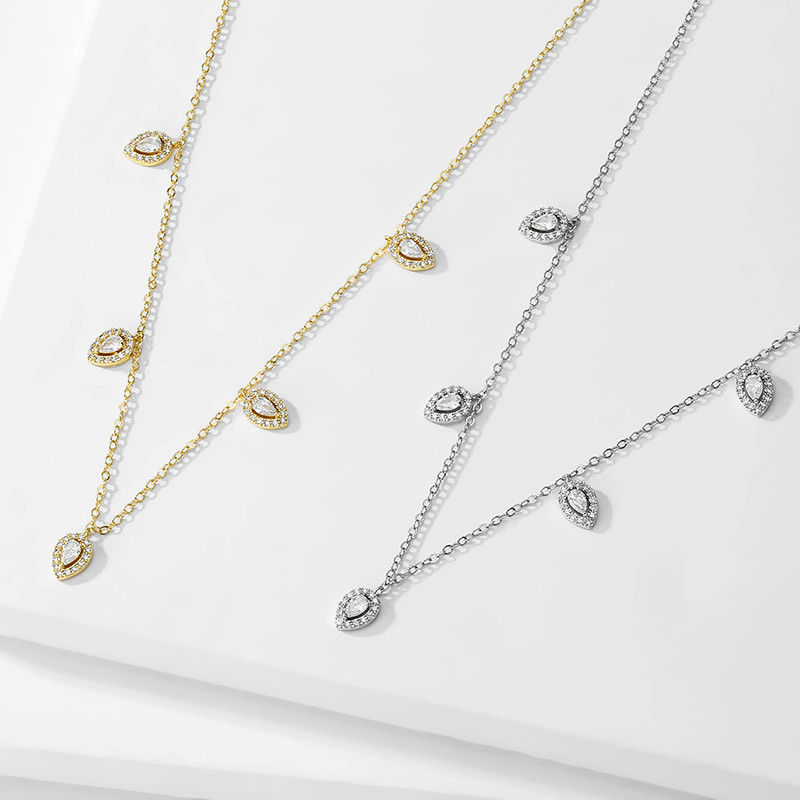 ZAKOL Fashion Picătură de apă Cubic Zirconia Choker Seturi de bijuterii pentru femei Cercei cu știfturi de culoare aurie Colieri Stil de petrecere SP3313