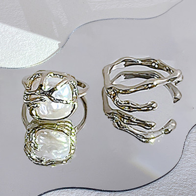 17KM Y2K Oil Drip Rings Σετ Kpop Geometric Crystal Rings Δαχτυλίδια με γωνία καρδιάς Αξεσουάρ Moonstone Jewelry for Women Cute 2022