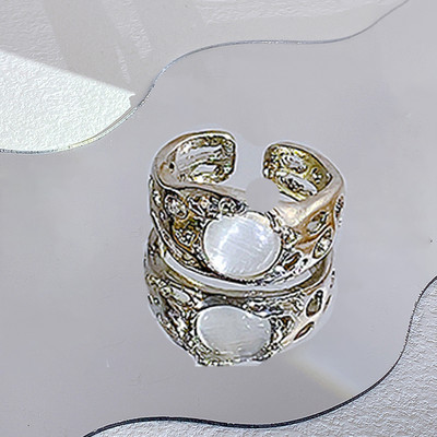 17KM Y2K Oil Drip Rings Σετ Kpop Geometric Crystal Rings Δαχτυλίδια με γωνία καρδιάς Αξεσουάρ Moonstone Jewelry for Women Cute 2022