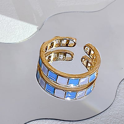 17KM Y2K Oil Drip Rings Σετ Kpop Geometric Crystal Rings Δαχτυλίδια με γωνία καρδιάς Αξεσουάρ Moonstone Jewelry for Women Cute 2022