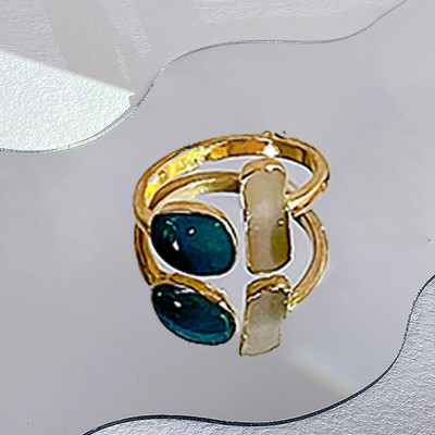 17KM Y2K Oil Drip Rings Σετ Kpop Geometric Crystal Rings Δαχτυλίδια με γωνία καρδιάς Αξεσουάρ Moonstone Jewelry for Women Cute 2022