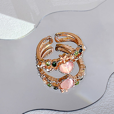 17KM Y2K Oil Drip Rings Σετ Kpop Geometric Crystal Rings Δαχτυλίδια με γωνία καρδιάς Αξεσουάρ Moonstone Jewelry for Women Cute 2022