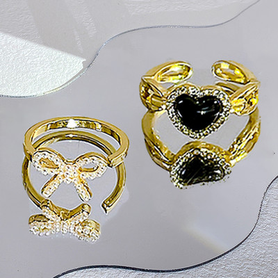 17KM Y2K Oil Drip Rings Σετ Kpop Geometric Crystal Rings Δαχτυλίδια με γωνία καρδιάς Αξεσουάρ Moonstone Jewelry for Women Cute 2022