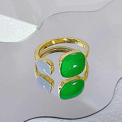 17KM Y2K Oil Drip Rings Σετ Kpop Geometric Crystal Rings Δαχτυλίδια με γωνία καρδιάς Αξεσουάρ Moonstone Jewelry for Women Cute 2022