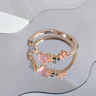 17KM Y2K Oil Drip Rings Σετ Kpop Geometric Crystal Rings Δαχτυλίδια με γωνία καρδιάς Αξεσουάρ Moonstone Jewelry for Women Cute 2022