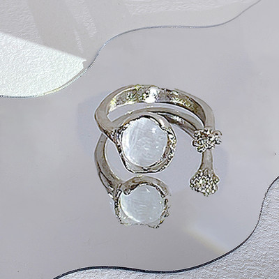 17KM Y2K Oil Drip Rings Σετ Kpop Geometric Crystal Rings Δαχτυλίδια με γωνία καρδιάς Αξεσουάρ Moonstone Jewelry for Women Cute 2022