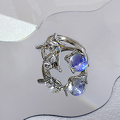 17KM Y2K Oil Drip Rings Σετ Kpop Geometric Crystal Rings Δαχτυλίδια με γωνία καρδιάς Αξεσουάρ Moonstone Jewelry for Women Cute 2022