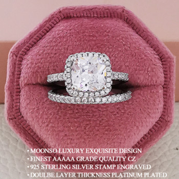 2023 Нов луксозен сребърен цвят Луксозни големи сватбени пръстени Комплект за булчински жени Годежен пръст Парти Подарък Дизайнерски бижута R4428