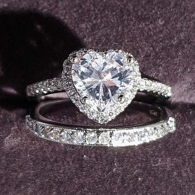 2023 Set de verighete mari de lux de culoare argintie de lux pentru femei de mireasă, cadou pentru petrecere cu degetul de logodnă, bijuterii de designer R4428