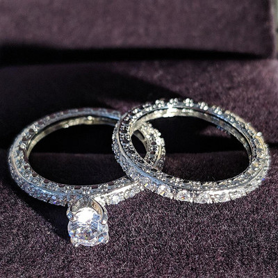 2023 Set de verighete mari de lux de culoare argintie de lux pentru femei de mireasă, cadou pentru petrecere cu degetul de logodnă, bijuterii de designer R4428