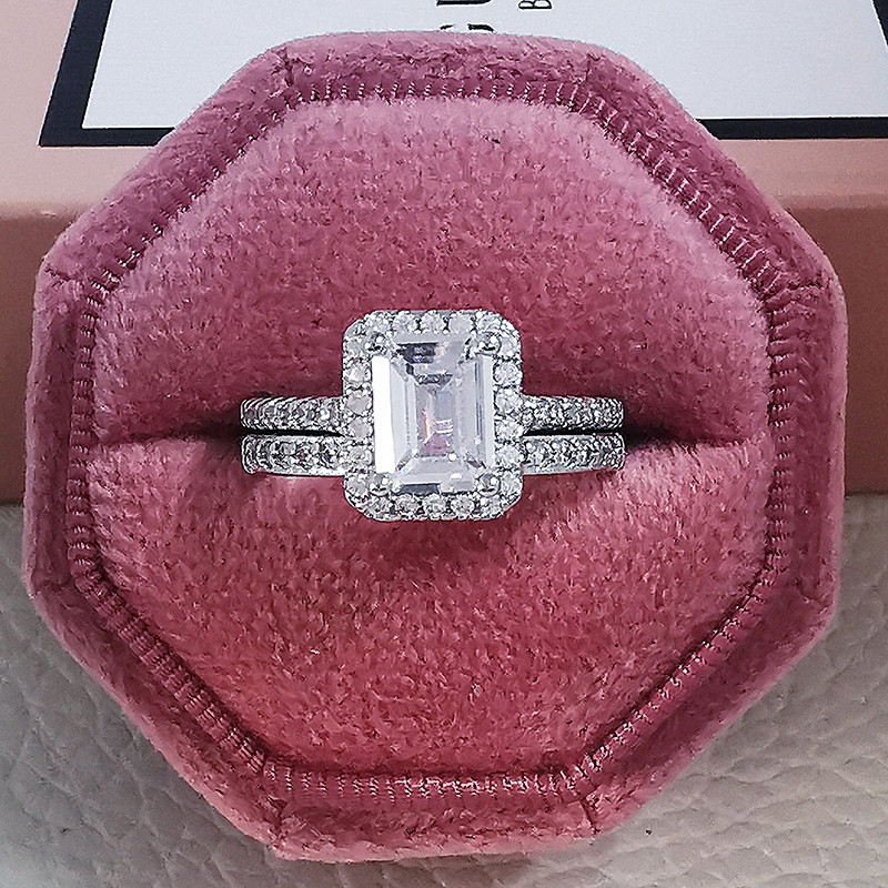 2023 Set de verighete mari de lux de culoare argintie de lux pentru femei de mireasă, cadou pentru petrecere cu degetul de logodnă, bijuterii de designer R4428