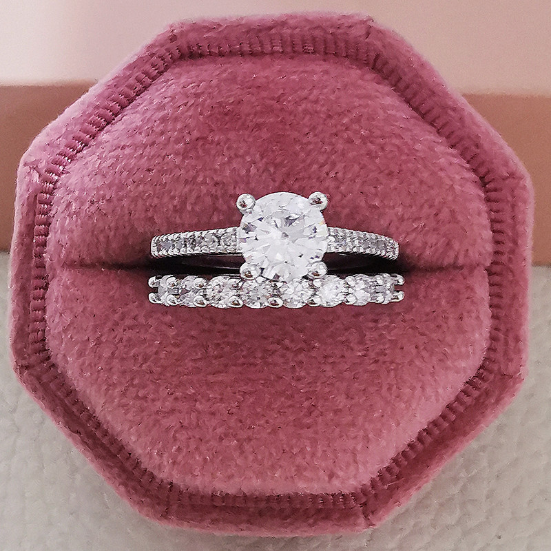 2023 Set de verighete mari de lux de culoare argintie de lux pentru femei de mireasă, cadou pentru petrecere cu degetul de logodnă, bijuterii de designer R4428