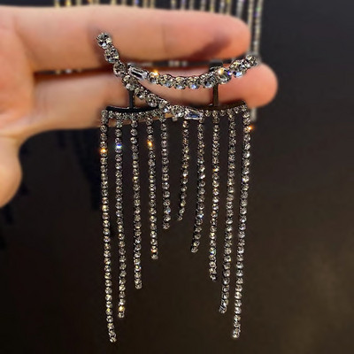 2022 új strasszos hosszú bojt fülbevaló női divatos medál fülbevaló, gyönyörű kristály esküvői eljegyzési ékszer