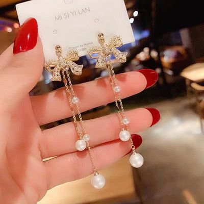 2022 új strasszos hosszú bojt fülbevaló női divatos medál fülbevaló, gyönyörű kristály esküvői eljegyzési ékszer