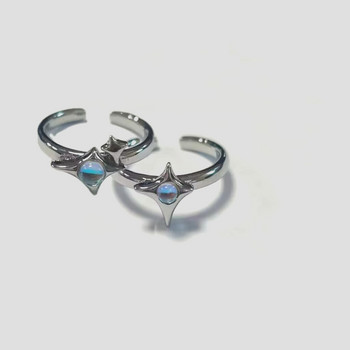 Ανώμαλα δαχτυλίδια σταυρού με αστέρι Opal Δαχτυλίδι από φυσική πέτρα για γυναίκες Ανδρικά δαχτυλίδια για ζευγάρια Moonstone Geometric Egirl Ring Unisex Jewelry