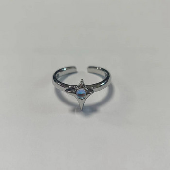 Пръстени с неправилна кръстосана звезда и опал, пръстен със звезда от естествен камък за жени, мъже, двойки, пръстени, лунен камък, геометричен пръстен с момиче, унисекс бижута