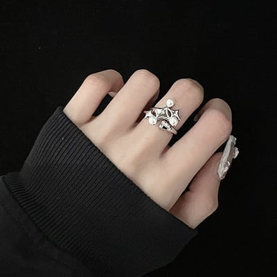 Inele neregulate de opal cu stea cu cruce Inel cu stea din piatra naturala pentru femei barbati Inele de cuplu Moonstone geometric Egirl Inel bijuterii unisex