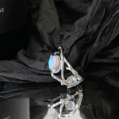 Új gyönyörű angyal démon szárny párok gyűrűk nőknek férfi bűbáj Holdkő ezüst színű nyitott gyűrű eljegyzési ígéret ékszerek