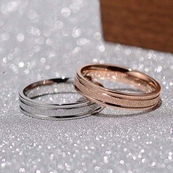 Розово злато от неръждаема стомана матиран извит голям размер пръстен стоманен цвят 6 mm широк прост геометричен тип златни пръстени за жени