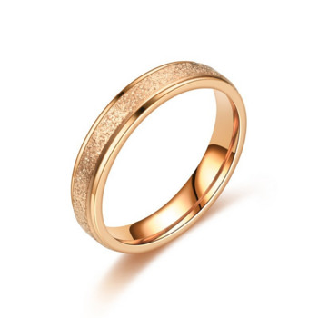 Розово злато от неръждаема стомана матиран извит голям размер пръстен стоманен цвят 6 mm широк прост геометричен тип златни пръстени за жени