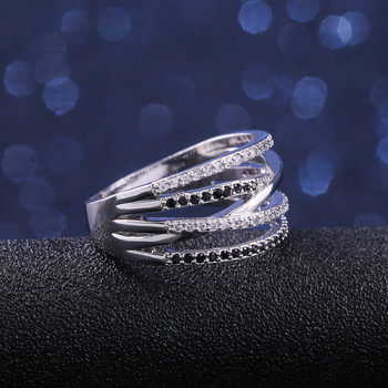 Huitan New Twist Етнически стил Дамски пръстени за пръсти с черно-бял камък Микро павирани Изненадващ подарък за жени Модерни бижута пръстени