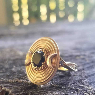 Set de inele triple Lunii Hecate Inele de nuntă cu ametist sau cristal roșu Inele unice ale zeiței lunii pentru femei cadou gotic