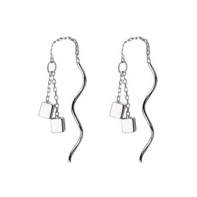 CIAXY ezüst színű, geometrikus rombuszos fülbevaló nőknek Temperamentum Bojt hosszú fülvonalú fülbevaló 2021 divatékszer ajándék
