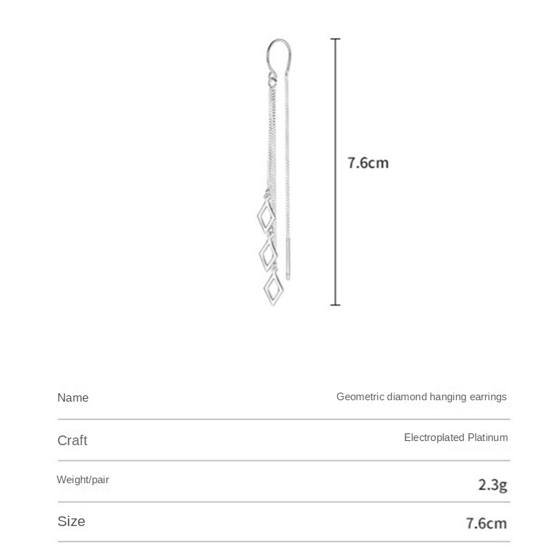 CIAXY ezüst színű, geometrikus rombuszos fülbevaló nőknek Temperamentum Bojt hosszú fülvonalú fülbevaló 2021 divatékszer ajándék