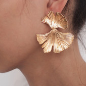 Cercei boemi geometrici de culoare aurie Ginkgo biloba în formă de frunză pentru femei Cercei decorativi accesorii bijuterii punk