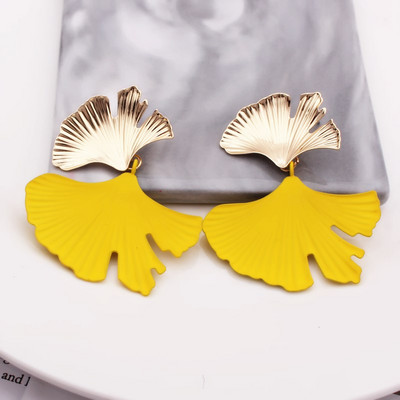 Cercei boemi geometrici de culoare aurie Ginkgo biloba în formă de frunză pentru femei Cercei decorativi accesorii bijuterii punk