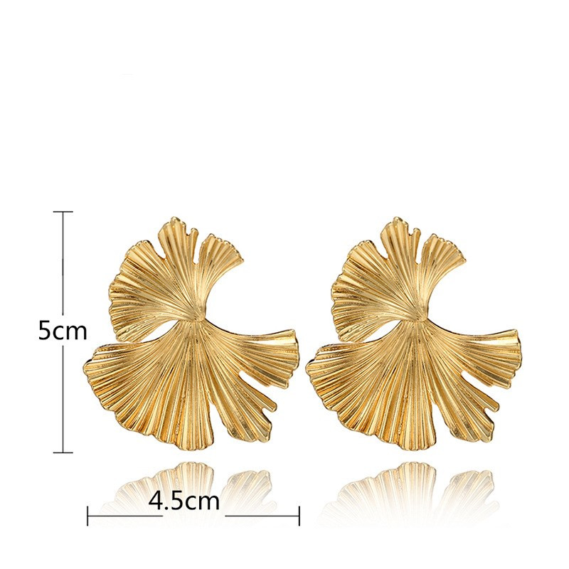 Cercei boemi geometrici de culoare aurie Ginkgo biloba în formă de frunză pentru femei Cercei decorativi accesorii bijuterii punk