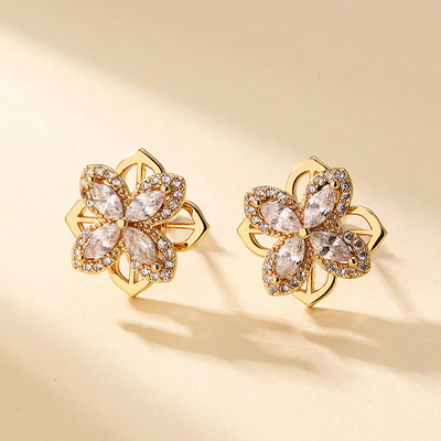 CARLIDANA 3db szett Forgatható Virág Fidget Gyűrű Szorongás Stressz oldás Kreatív Fülbevaló Forgó hangulat Négylevelű lóhere ékszer