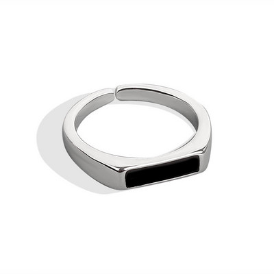 Inel ajustabil LIVVY, culoare argintie, geometrică, negru, bijuterii fine minimaliste pentru femei, cadou de petrecere, tendință 2021