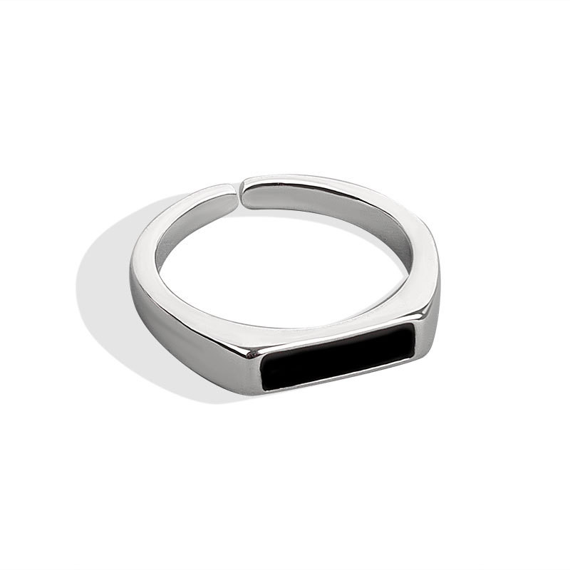 Inel ajustabil LIVVY, culoare argintie, geometrică, negru, bijuterii fine minimaliste pentru femei, cadou de petrecere, tendință 2021
