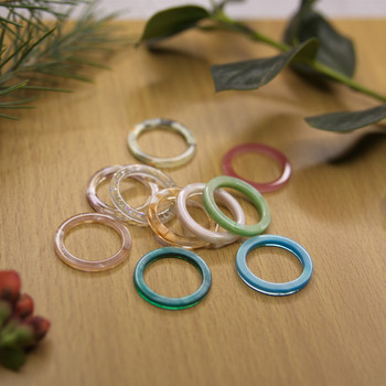 Нов корейски естетичен комплект от акрилни пръстени от цветна смола за жени Геометрични кръгли пръстени Момиче Темперамент Универсални бижута Подаръци