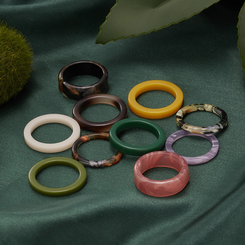Új Korea Esztétikus Színes Gyanta Akril Gyűrűk Női Geometrikus Kerek Gyűrűk Lány Temperamentum Sokoldalú ékszer Ajándékok