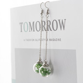 Virágos fülcsepp szárított virág, üveggolyós fülbevaló, fantázia barkács fülbevaló lógó fülbevaló nőknek #HZ229