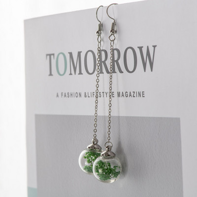 Virágos fülcsepp szárított virág, üveggolyós fülbevaló, fantázia barkács fülbevaló lógó fülbevaló nőknek #HZ229