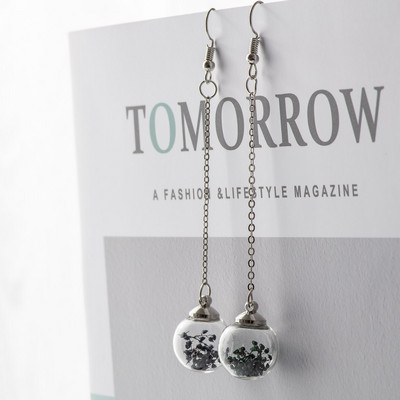 Virágos fülcsepp szárított virág, üveggolyós fülbevaló, fantázia barkács fülbevaló lógó fülbevaló nőknek #HZ229